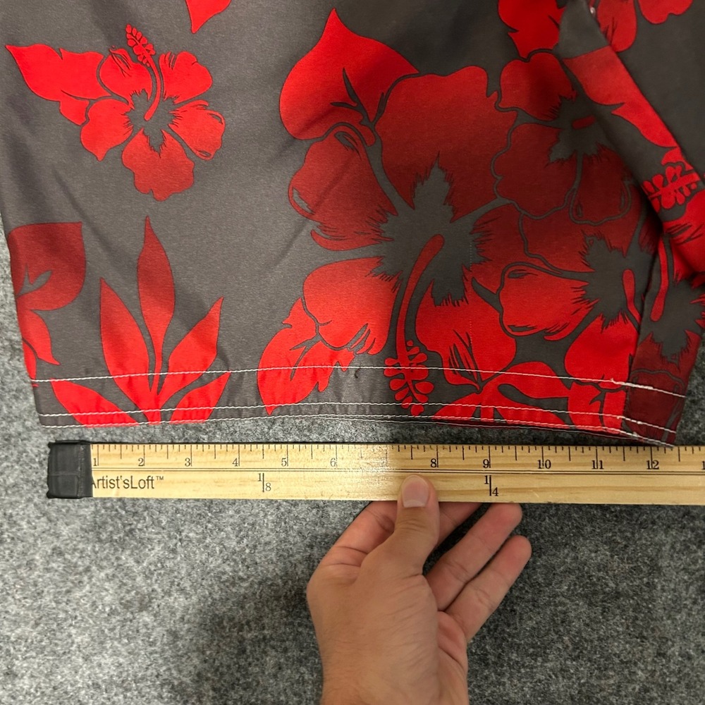 Sonoma Hibiscus Floral Board Shorts Grey Red Cargo Swim Trunks Size Large Y2K - Picture 5 of 8